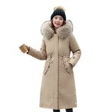 Long Two Wear Cotton Dress Korean Version Over The Knee Pie To Overcome The Slim Hair Collar And Velvet Padded Clothes Female 2023 Unloading Windbreaker-Outfit