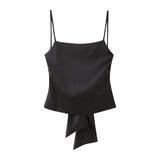 Spring Style Silk Satin Blouse With Bow On The Back