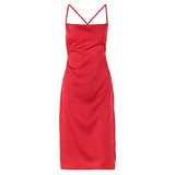 Zingj Summer Explosive New Satin Slim Sexy Sling Backless Dress Women's