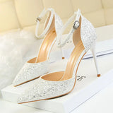 Zingj Thin With High With Shallow Mouth Pointed Hollow Sequins Sexy Nightclub Show Thin A