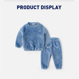 New Winter Baby Boy Girl Thicken Pajamas Set Flannel Toddler Child Warm Pure Color Sleepwear Kids Home Suit