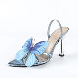 Selling Three-Dimensional Phantom Butterfly Mirror Snake Pattern Blue Lady High Heel Sandals Ultra-High