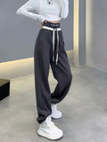 Korean Oversize 4Xl Letter Embroidery Sweatpants Women Causal High Waist Loose Trousers Chic Preppy Style Harajuku
