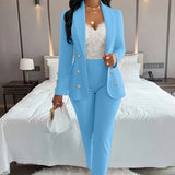 Hot Selling Sexy Wind Women's Wear For Solid Color Suit Collar Double Breasted Casual Suit