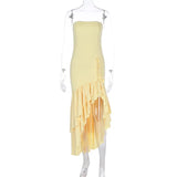 Zingj Women's Wear Spring / Summer 2024 New Fashion Sexy Open Shoulder Wipe Chest Irregular