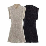 New With Cushioned Shoulder Squins Embellion Slimming Mini