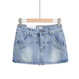 Cowboy Girl Retro High Waist Slimming Hip Women's Long Culottes Denim
