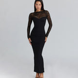 Women's Clothing Hollow Lace Pattern Perspective Long Dress In Autumn