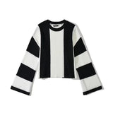 And Winter New Women's Wear New Leisure Style Long-Sleeved Round-Neck Vertical Striped Casual