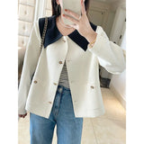Zingj Size Women's Fat Mm Color Doll Collar Coat Autumn 2024 New Small Show Thin Hide Meat Jacket-Outfit