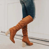 Zingj Women's Over-Knee Boots 2024 Autumn And Winter New Thick Heels, High Heels, Thin Suede Boots, Women's Side Zipper Long