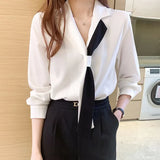 White Women Tops and Blouses Elegant OL Long Sleeve Shirts Female Slim Blusas Office Lady Work Wear