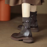 Zingj Women's New 2024 New Fall Brown Thick Heel Boots Women's Socks Boots Thin Boots British Style Small Short Boots Women's