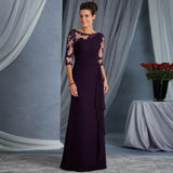 Long Lace Round Neck Half Basic Model Sleeve Dress Wedding
