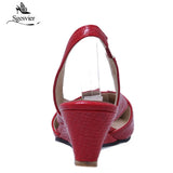 Sgesvier Black Red White Pointed Toe Women Sandals Shoes Woman Footwears Slip On Wedges Heel Shoes Sandalias Mujer Sapatos