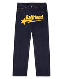 Letter Printed Jeans Men's High Street Fashion Brand Loose Straight Tube Casual