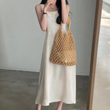 Zingj Chic Summer French Hepburn Wind Square Collar Dew Collarbone Waist Show Thin Big Pendulum A Line Dress