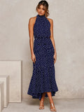Long Dress Polka Dot Casual Dresses Black Sexy Halter Strapless New 2022 Yellow Sundress Vacation Clothes For