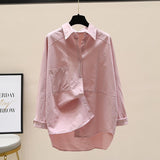 Shirt Women 2025 Spring And Autumn New Korean Version Of Loose Thin Leisure Long Sleeves Pure Color Fashion Shirt