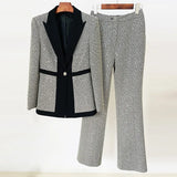 2025 Hot Star Temperament Lyze Small Lattice Platter Trouser Suit Two