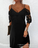 Zingj Women's Dress Lace Splicing Casual Dress LZS4904DA1