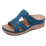 Zingj Women's Shoes 2024 Summer New One-Shaped Hollowed-Out Fish Mouth Slope Heel Magic Paste Sandals Slippers Women's Large Size Women's