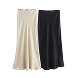 Spring Silk Satin Floral Trimmed Skirt 4661400