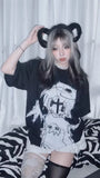 Harajuku Cartoon Dark Angel Print Tshirts Women Kawaii Y2k Aesthetic Black Tees Grunge Casual Loose E-girl T-Shirt