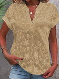 Zingj Wise Hot Style Summer Simple Casual Solid Color V Collar Short Sleeve Shirt