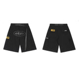 Street Hip-Hop High Street Loose Leisure Print Multi-Pocket Overalls Shorts Men's
