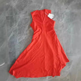New V-Collar Pleated Asymmetrical Dress