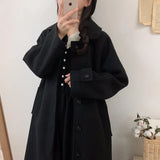 Woolen Coat Women's New Korean Version Of Black Medium-Length Tweed Coat Is Popular To Thicken Autumn And