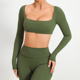 Zingj Tie Chest Pad Long Sleeve Yoga Suit Outdoor Running Fitness Suit Quick Dry Long Sleeve T-Shirt Sports Top Women-Outfit