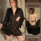 Zingj About Sex Appeal Underwear Sexy Satin Thin Money Cardigan Lace-Up Nightgown Hot Bathrobe Pajamas Female Suit