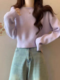 Zingj One-Word Collared Sweater For Women In Autumn And Winter, A Solid Color Casual Sweater, A Small Foreign