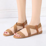 New Summer Sandals Women's Flat-Soled Fish Mouth Roman Style Loose And Tight Large-Size Simple