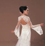Long Sleeve Wedding Jacket Appliques Bridal Party Coat Backless Bridal Jacket Custom