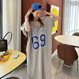 Zingj Chic Spring Autumn French Lazy Wind Letter Short-Sleeved Dress Loose Casual Niche T-Shirt Long