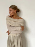 Zingj Knitwear Spring 2024 Women's Slim Solid Color Set Collar Long-Sleeved