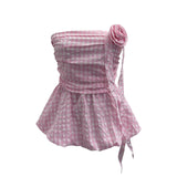 Lattice Tset Bra Sling Sling Vest Sleeveless T-Shirt Twive Tidal Twives Fluttering With Flower Top Woman