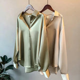 2023 Womens Clothing Silk Shirt Vintage Blouse Women Sheer Top Women Longsleeve Dress Shirt Woman