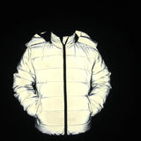 2024 Winter Clothing New Dazzling Color Reflective Cotton-Padded Clothes Thick Warm Coat Men And Women's Night Light Cotton-Padded Clothes Fashion-Outfit