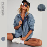 The Ins New Fall Ladies Design Feel Denim Quilted Plus Thick Lapel Loose Double Bag Jacket-Outfit