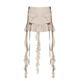 Zingj Fold Irregular Design Sense Low Waist Solid Color Net Gauze Skirt New Y2K Hot Girls