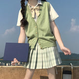 Women Sweater Vests Embroidery V-neck Preppy Style Fashionable All-match Ulzzang Schoolgirls JK Streetwear Kawaii Sweet