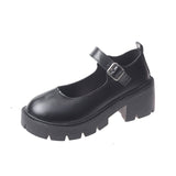 Zingj Leather Shoes New Spring 2023 British College Style Bright Leather High-Heeled Single Shoes Round Head Thick Soles Mary Jane
