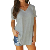 V-Neck Short-Sleeved T-Shirt Woman Loose Casual Tops for Women Black S-5Xl 9 Colors Tees Women's 2022
