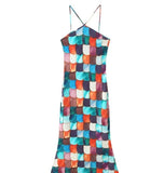 Women's Explosive Sleeveless Print Long Sling Style Long Skirt Party Beach