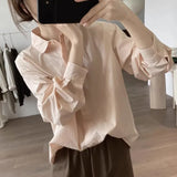Shirt Women's Spring And Autumn New Loose Thin Korean Version Of Age-Reduction Long-Sleeved Basic Simple Solid Color