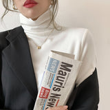 German Velvet High-Necked Bottomed Shirt With Autumn And Winter Velvet Thickened White Polished Wool Long-Sleeved